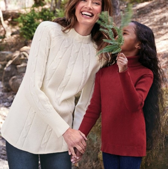 Soft Surroundings Nisette Mock Neck Women's Cream Cable Knit Sweater Coastal XLP - Picture 1 of 9